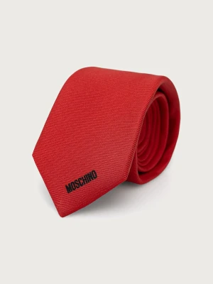 Moschino krawat męski jedwabny czerwony