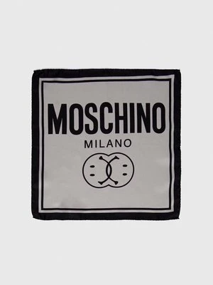 Moschino poszetka jedwabna x Smiley kolor szary