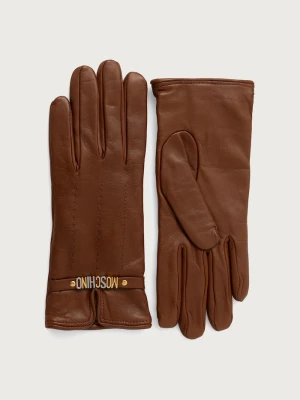 Moschino rękawiczki damskie skórzane brązowy