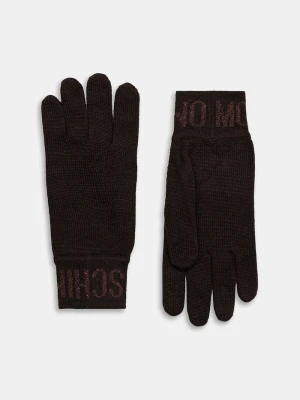 Moschino rękawiczki damskie z wełną brązowy