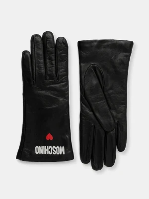 Moschino rękawiczki skórzane damskie kolor czarny M3355 65458