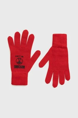 Moschino rękawiczki wełniane damskie kolor czerwony