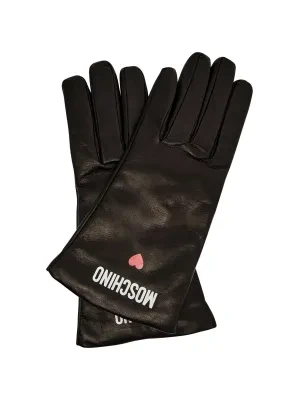 Moschino Skórzane rękawiczki | z dodatkiem wełny