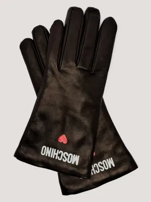 Moschino Skórzane rękawiczki | z dodatkiem wełny