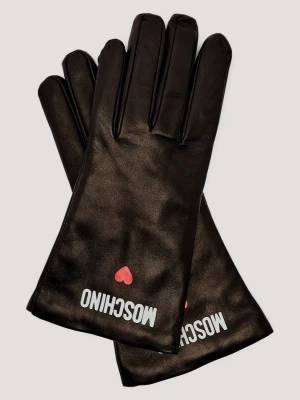 Moschino Skórzane rękawiczki | z dodatkiem wełny