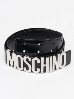 Moschino Skórzany pasek w kolorze czarnym rozmiar: 40