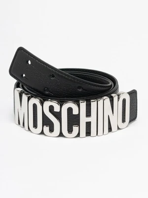 Moschino Skórzany pasek w kolorze czarnym rozmiar: 60