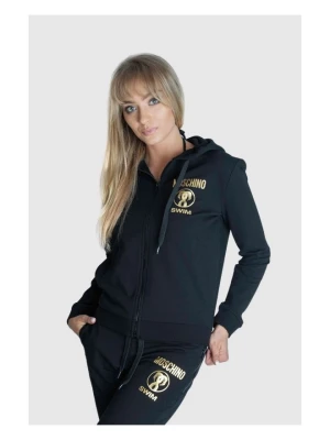 MOSCHINO SWIM Bluza damska rozpinana z kapturem czarna, Rozmiar XS