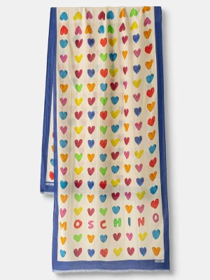 Moschino szal damski z dodatkiem kaszmiru beżowy