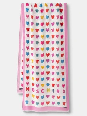 Moschino szal damski z dodatkiem kaszmiru różowy