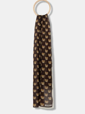 Moschino szal z wełną kolor brązowy wzorzysty M5217 E5211