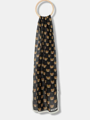 Moschino szal z wełną kolor czarny wzorzysty M5217 E5211