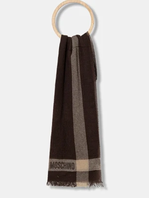 Moschino szalik kaszmirowy kolor brązowy wzorzysty M3258 30826