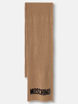 Moschino szalik męski z wełną brązowy