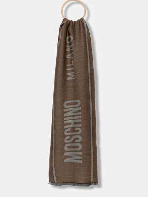 Moschino szalik wełniany kolor brązowy wzorzysty M5791 50229