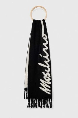 Moschino szalik wełniany kolor czarny wzorzysty