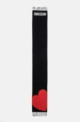 Moschino szalik wełniany kolor czarny z nadrukiem M3165 30818