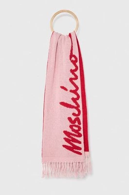 Moschino szalik wełniany kolor różowy wzorzysty