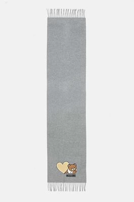 Moschino szalik wełniany kolor szary z aplikacją M3167 30816