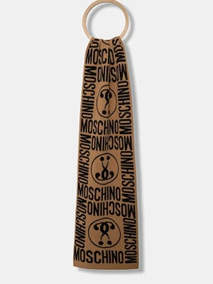 Moschino szalik z dodatkiem wełny kolor brązowy wzorzysty M2966 30623