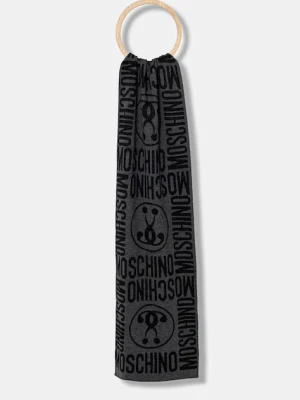 Moschino szalik z dodatkiem wełny kolor szary wzorzysty M2966 30623