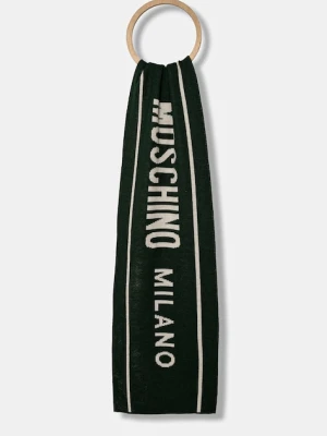 Moschino szalik z dodatkiem wełny męski kolor zielony wzorzysty M5634 50199