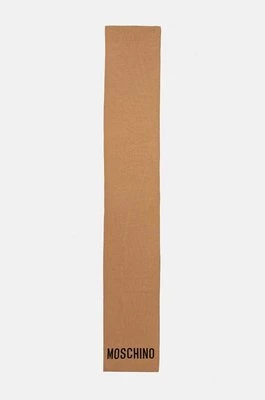 Moschino szalik z domieszką wełny kolor brązowy z nadrukiem M3133 30718