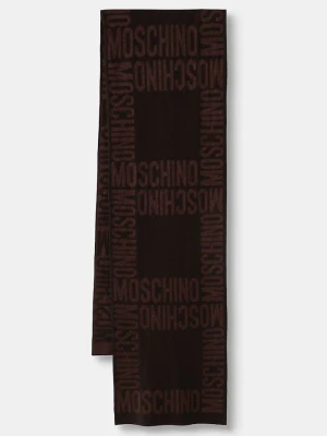 Moschino szalik z wełną brązowy