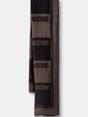 Moschino szalik z wełną brązowy