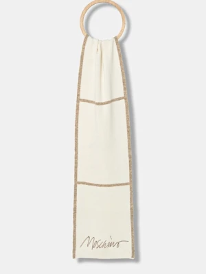 Moschino szalik z wełną damski kolor beżowy wzorzysty M3351 30843