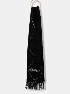 Moschino szalik z wełną damski kolor czarny z aplikacją M3354 30817
