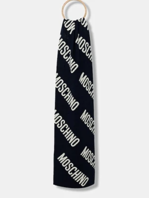 Moschino szalik z wełną kolor czarny wzorzysty M5855 50240