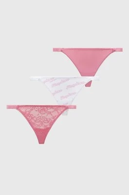 Moschino Underwear stringi 3-pack kolor różowy z koronki 241V6A23054611
