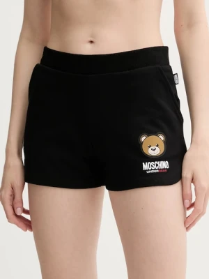 Moschino Underwear szorty damskie kolor czarny z nadrukiem high waist 6801.4409