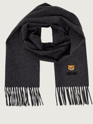 Moschino Wełniany szal grafitowy