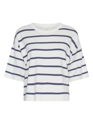 MOSS COPENHAGEN Koszulka w kolorze biało-granatowym rozmiar: XS/S