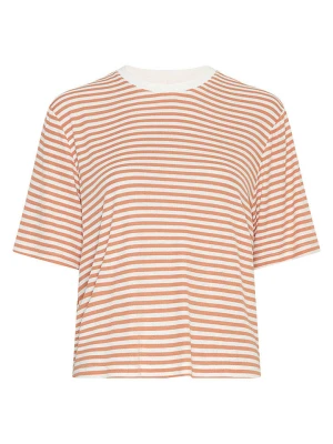 MOSS COPENHAGEN Koszulka w kolorze karmelowo-białym rozmiar: L / XL
