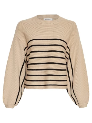 MOSS COPENHAGEN Sweter "Amari Rachelle" w kolorze beżowo-czarnym rozmiar: L/XL