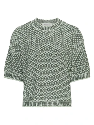 MOSS COPENHAGEN Sweter "Catina" w kolorze zielono-białym rozmiar: M / L