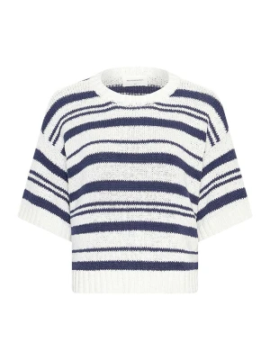 MOSS COPENHAGEN Sweter "Hannalie" w kolorze granatowo-kremowym rozmiar: S/M