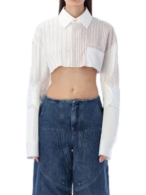 Motorcycle Popel Crop Shirt Off White