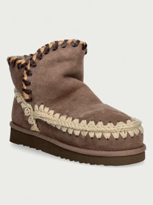 Mou Eskimo 18 Leather Overstitching śniegowce damskie zamszowe beżowy