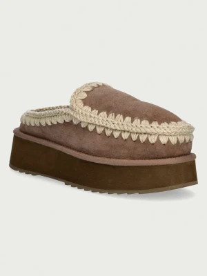Mou kapcie damskie zamszowe Clog Eskimo Platform beżowy