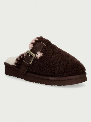 Mou klapki damskie wełniane Curly Clog Eskimo brązowy