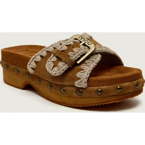 MOU Klapki Low heel wood clog | zamsz