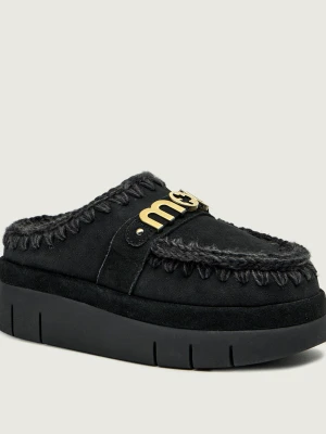 MOU Mule Bounce welt clog suede | z dodatkiem wełny | zamsz czarny