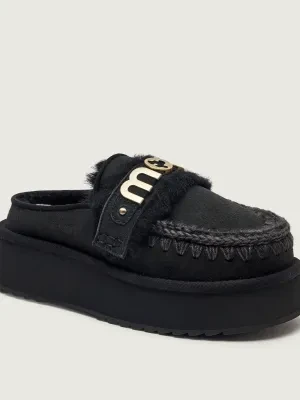 MOU Ocieplane mule Platform clog - letter logo | shearling | zamsz