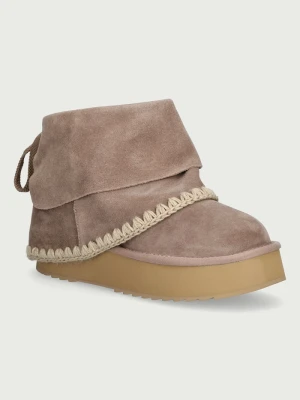 Mou Platform Boot Suede Folding śniegowce damskie zamszowe beżowy