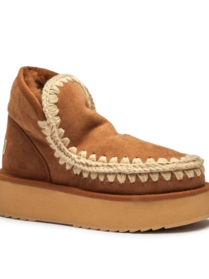 MOU Śniegowce Mini Eskimo Platform | wełna | zamsz camel