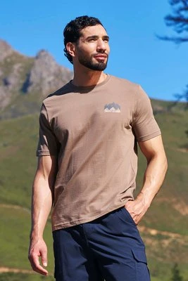 Mountain Peak — męska koszulka z nadrukiem - Beige Mountain Warehouse